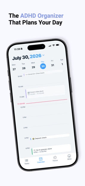 Day timeline with tasks laid out by hour