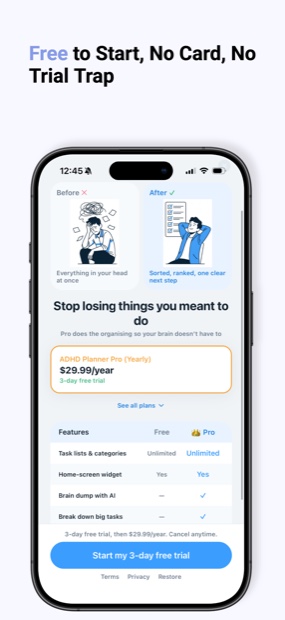 ADHD Planner screen